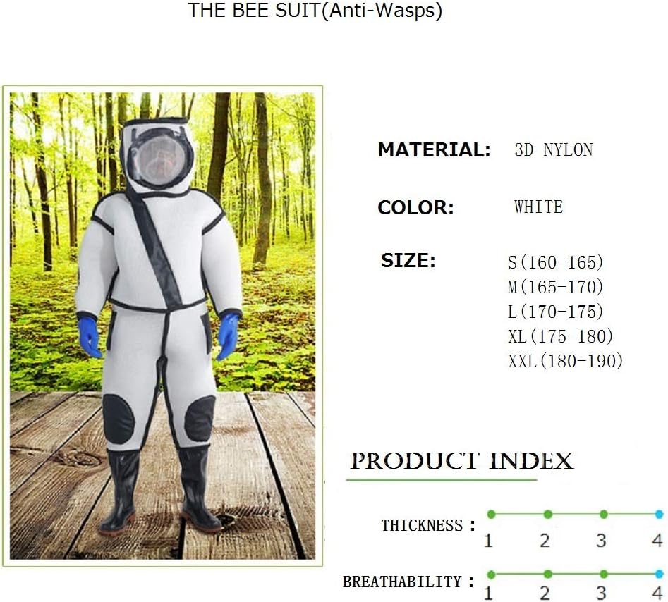 Professional Protective Beekeeping Suit Thick Full Body Clothing with Shoes and Glove,Anti-Wasps,Vespinae, Yellowjackets,Breathability and Safety (XXL)