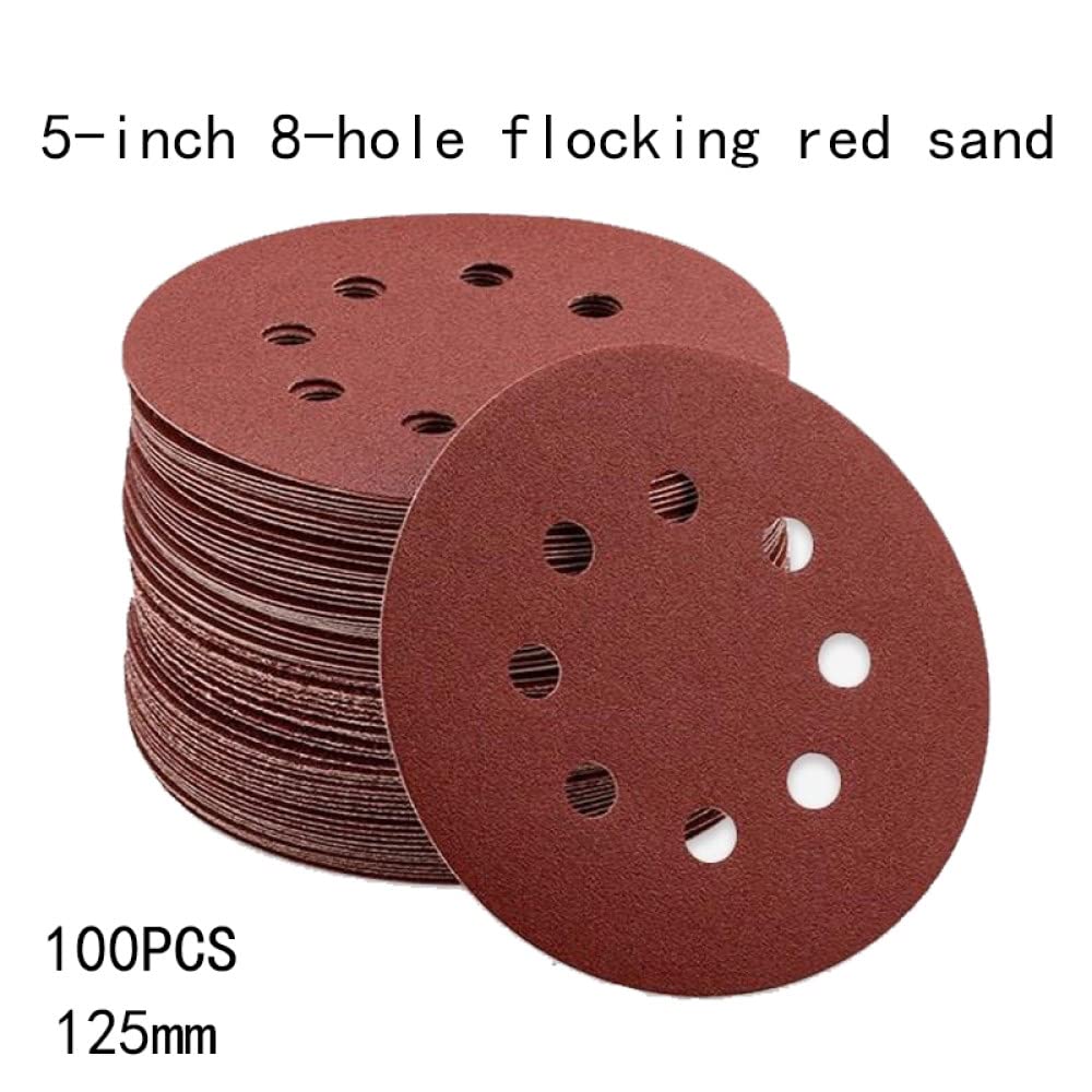100 sztuk 125mm 5 cali Ścierny papier ścierny Szlifowanie 8 Otwór Hak na tarczę i amp; Loop Sand Paper Grits 60~1000 do polskich akcesoriów narzędziowych, 120#