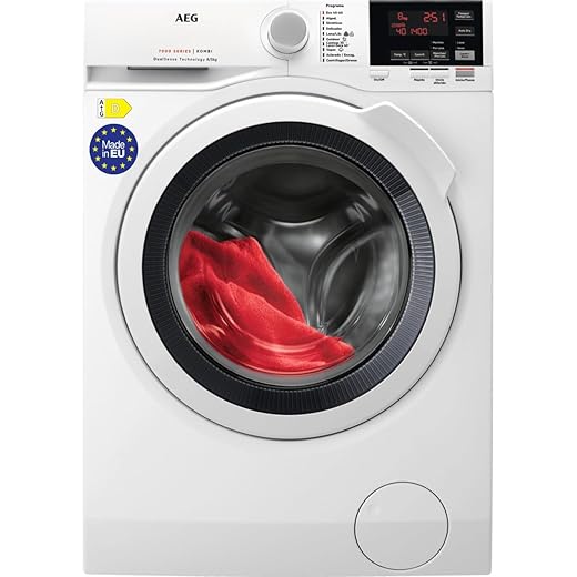 AEG L7WEE861 Lavasecadora de Libre Instalación, Carga Frontal, Lavadora 8 Kg, Secadora 6 Kg, 1600 rpm, Serie 7000, Motor Inverter, Programa Rápido, Panel LCD, Puerta XL Plateada, Blanca