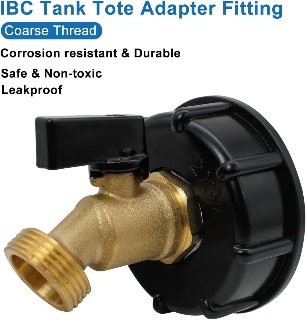 275-330 Gallon Tote Water Tank Adapter 2" Coarse Thread Brass Hose Faucet Valve Garden Hose Connector Replacement IBC Tote Valve Fitting Parts : Patio, Lawn & Garden
