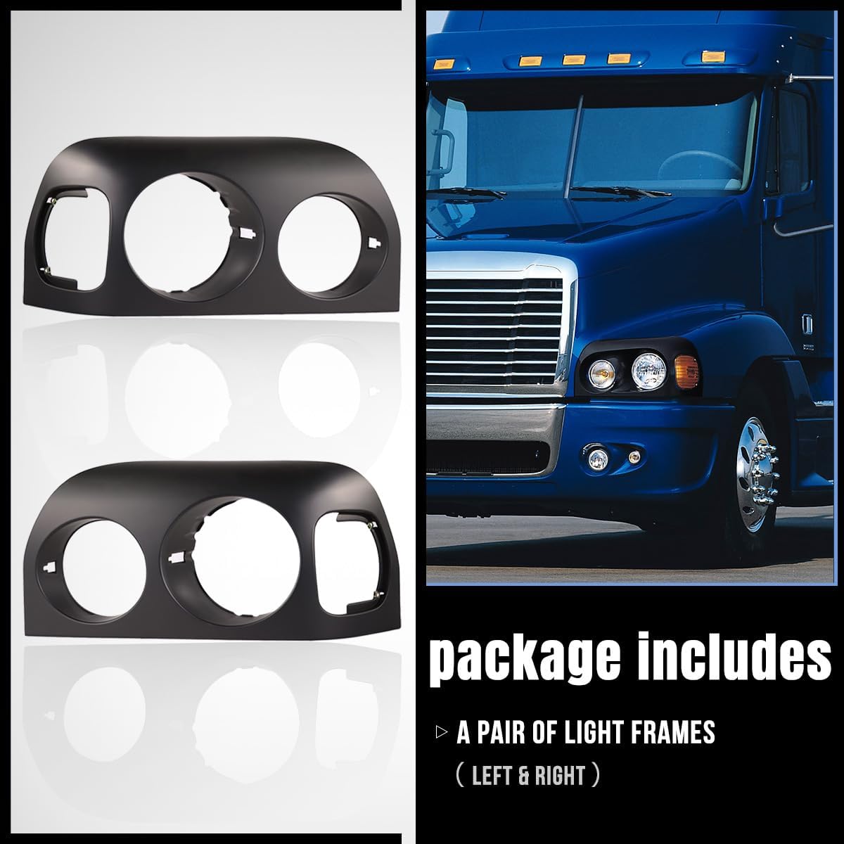 Chrome Headlights Bezel Cover Compatible with Freightliner Century 2004-2015 Pair Set Front Headlamp Bezel Case (Pair Paint-Old)