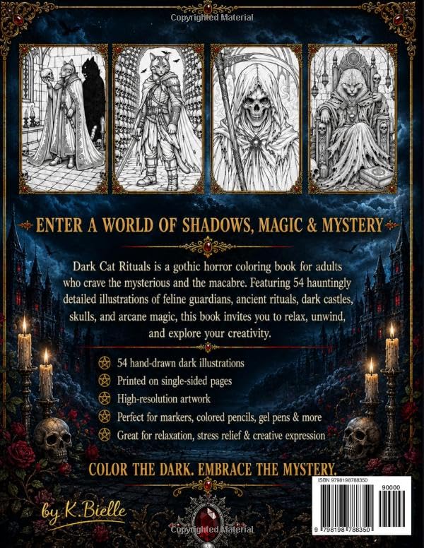Image of DARK CAT RITUALS: A Gothic Horror Coloring Book for Adults