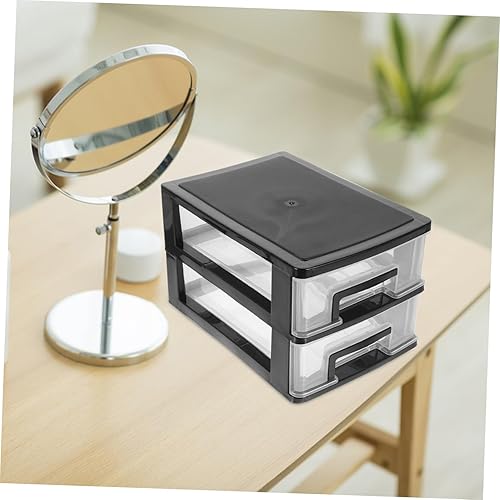 Miniatura 2 de Titular de artículos diversos, caja de almacenamiento de 2 capas, organizador de maquillaje, tapa de plástico, contenedor de almacenamiento de