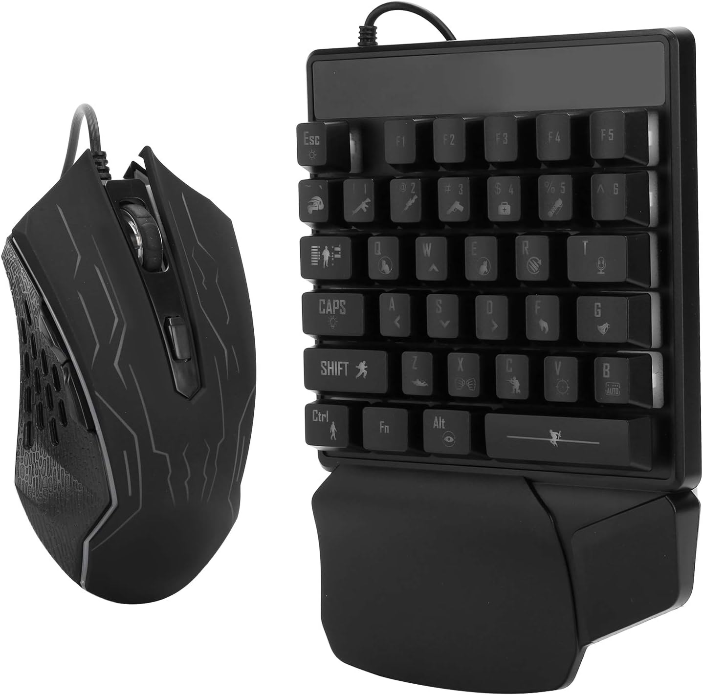 One Handed Keyboard Mouse Set, 35 Keys E Sports One Handed Keyboard, Ergonomic One Handed Keyboard, Universal Keyboard Mouse Combo for Game Lovers