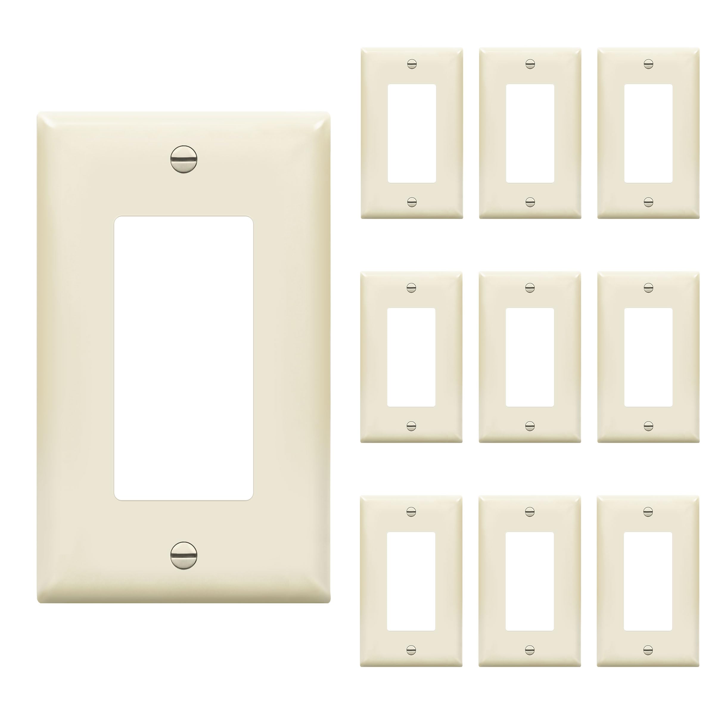 ENERLITES 1-Gang Decorator Switch Outlet Wall Plate Cover, 10 Pack