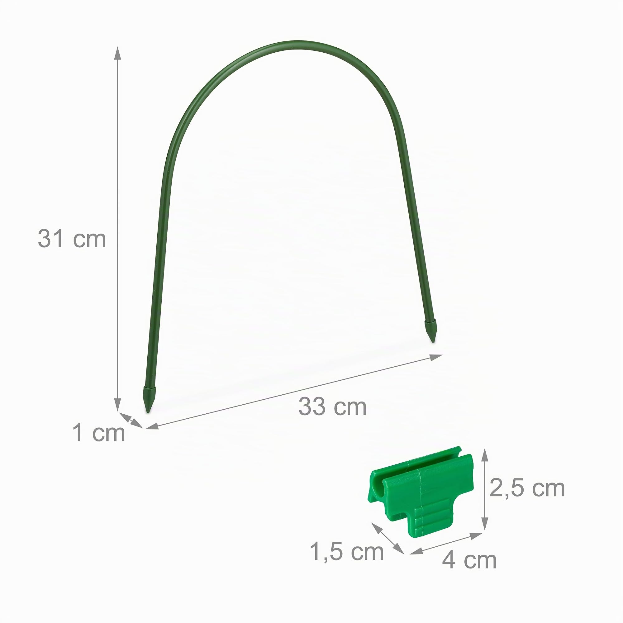 Relaxdays Arceau de Serre Tunnel 40 Pinces 31x33 cm Acier Vert