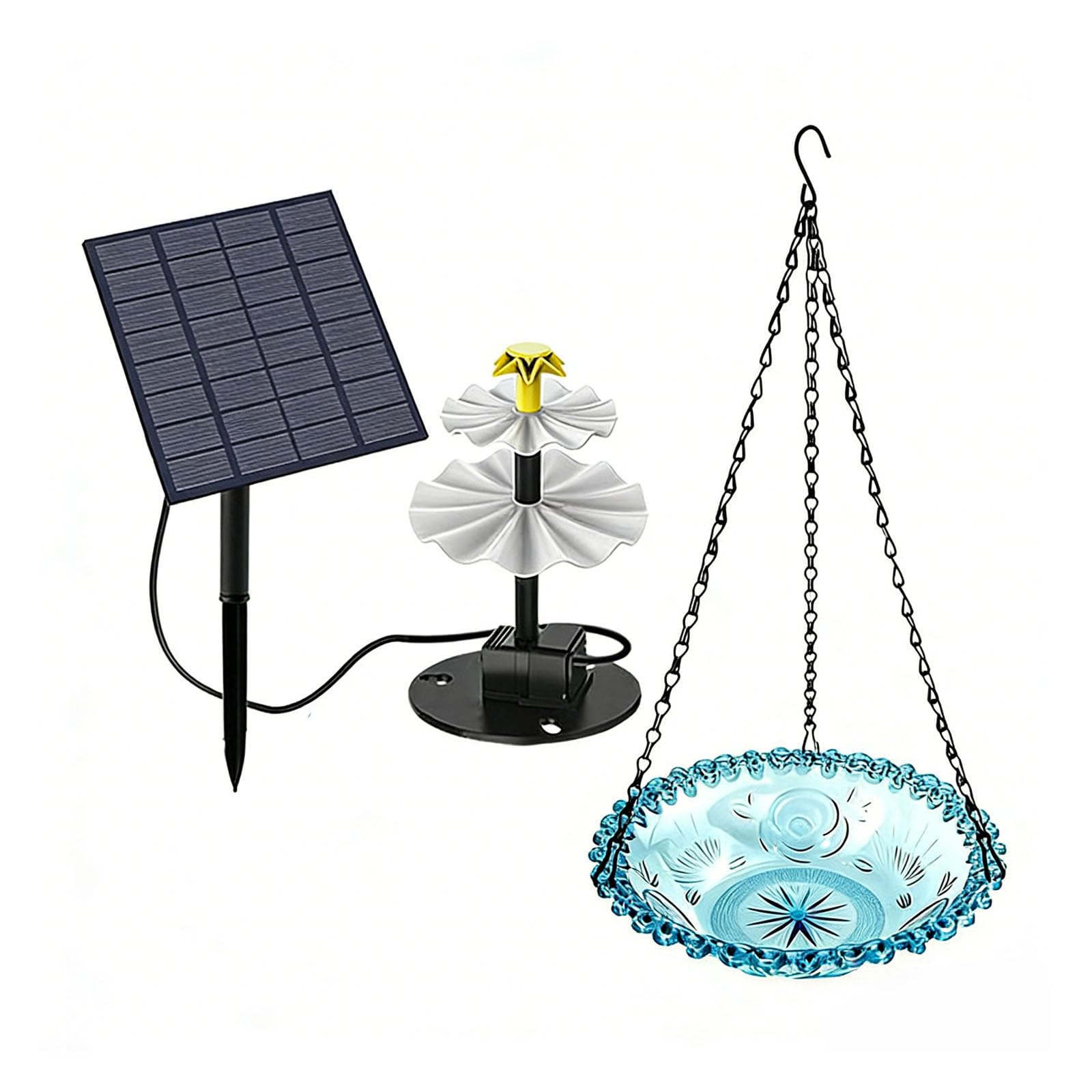 Based Suspended Water Station for Birds with 23.5cm Wide Bowl and 60cm Tall Water Feature Wildlife Watching Fountain
