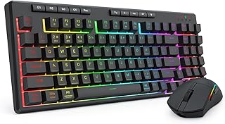 Redragon S156 Wireless Gaming Keyboard and Mouse with Tri-Mode, Mechanical Feel Keyboard and Up to 10000 DPI 61G Ultra-Light Gaming Mouse,RGB Backlit,4 Macro Keys,Long Battery Life for PC/MAC