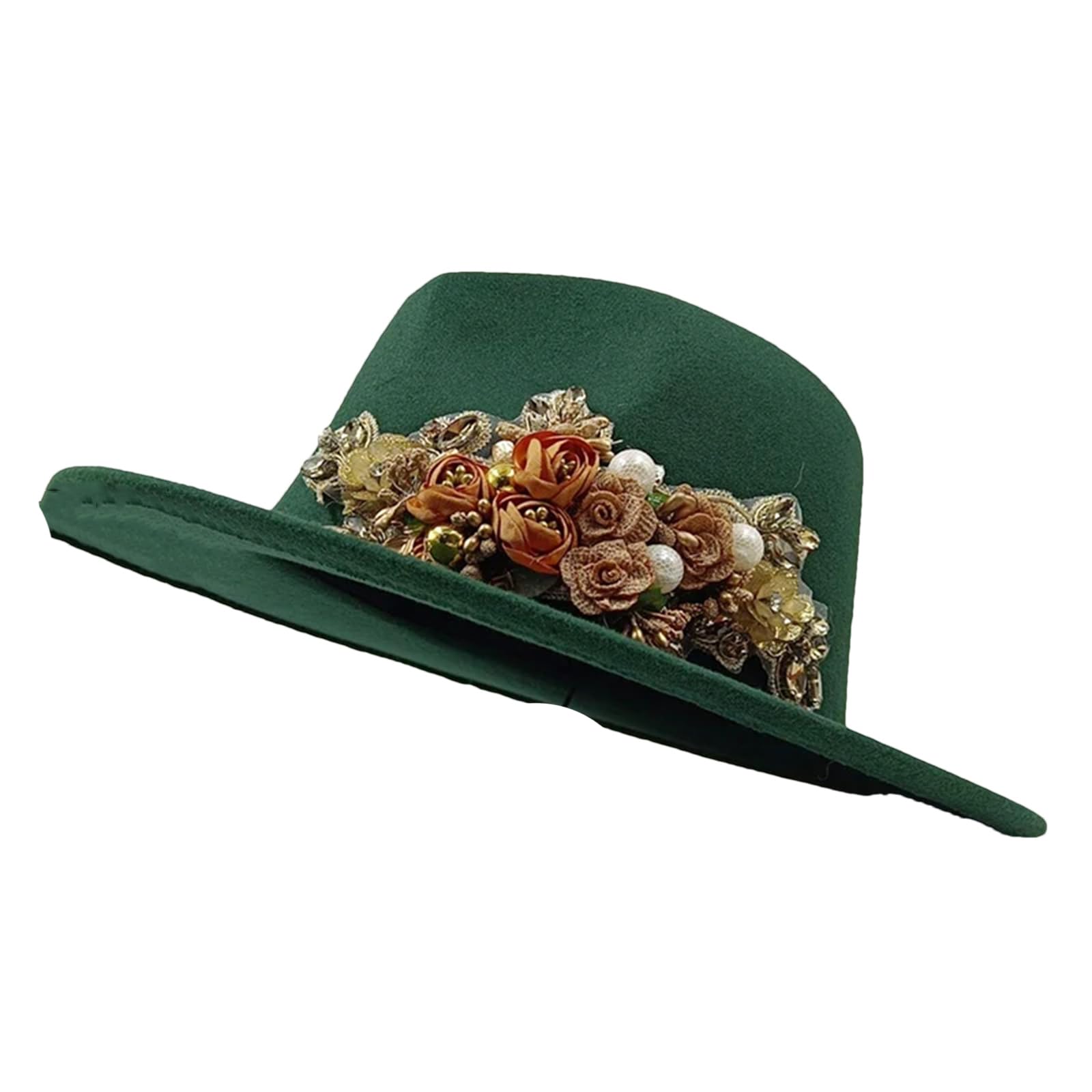Cappello da donna a tesa larga Jazz Cap Autunno Inverno Chiesa Cappelli Femme Fiore Ricamato Cappello Fedora Matrimonio