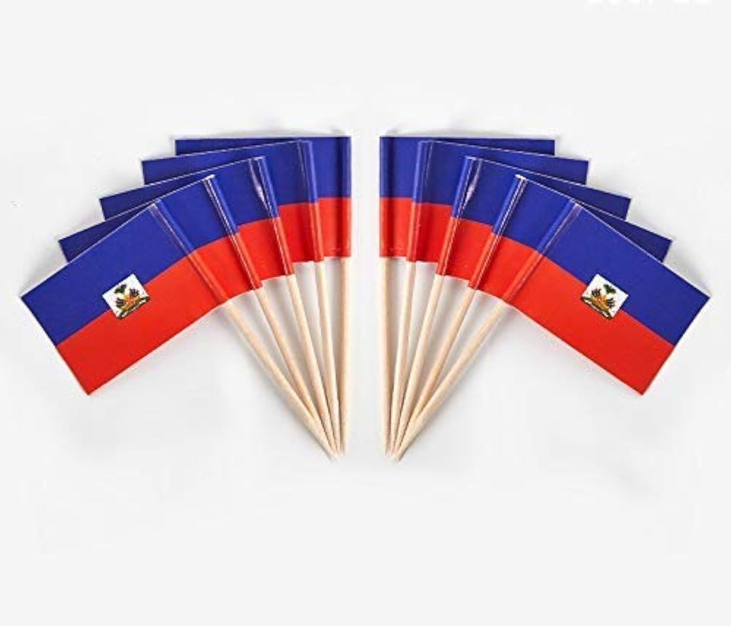 CYPS 100 Pcs Haiti Flag Toothpicks - Small Mini Stick Cupcake Toppers, Country Picks for Party Decoration, Celebration, Cocktail, Food, Bar, Cake - Haitian Flags
