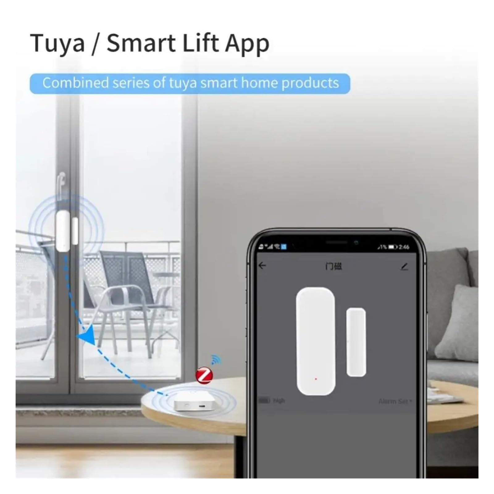 Sensor de puerta inteligente Tuya ZigBee, detectores de puerta abierta y cerrada, protección de seguridad inteligente for el hogar, Control de vida inteligente a través de Alexa Home(5 Pieces)