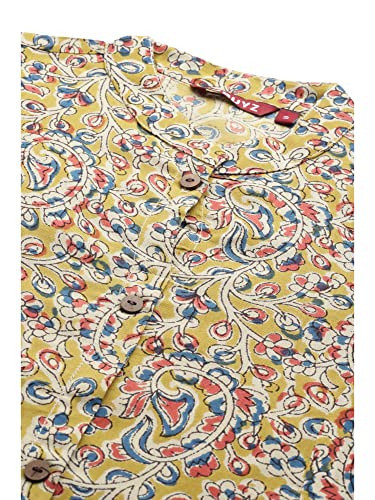Image of Vbuyz Women's Floral Print A-Line Cotton Stitched Kurta