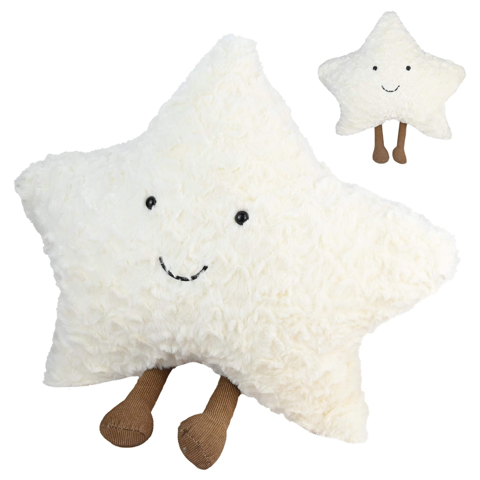 Sayudar Plush Star Pillow - 40CM Decorative Star Cushion, Soft Velvet Decorative lumbar support pillow, Soft and Comfortable, Suitable for Use Anywhere, for Boys & Girls(White)