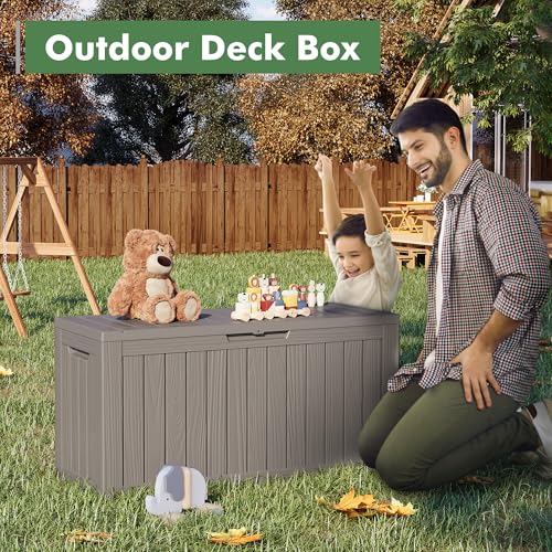 75-Gallon-Outdoor-Storage-Box-Waterproof-UV-Resistant-Resin-Deck-Boxes-Lockable-Lid-for-Delivery-Box-Indoor-Garden-Pool-Supplies-Patio-Cushions-Grey 75 Gallon Outdoor Storage Box Waterproof UV Resistant Resin Deck Boxes Lockable Lid for Delivery Box Indoor Garden Pool Supplies Patio Cushions Grey
