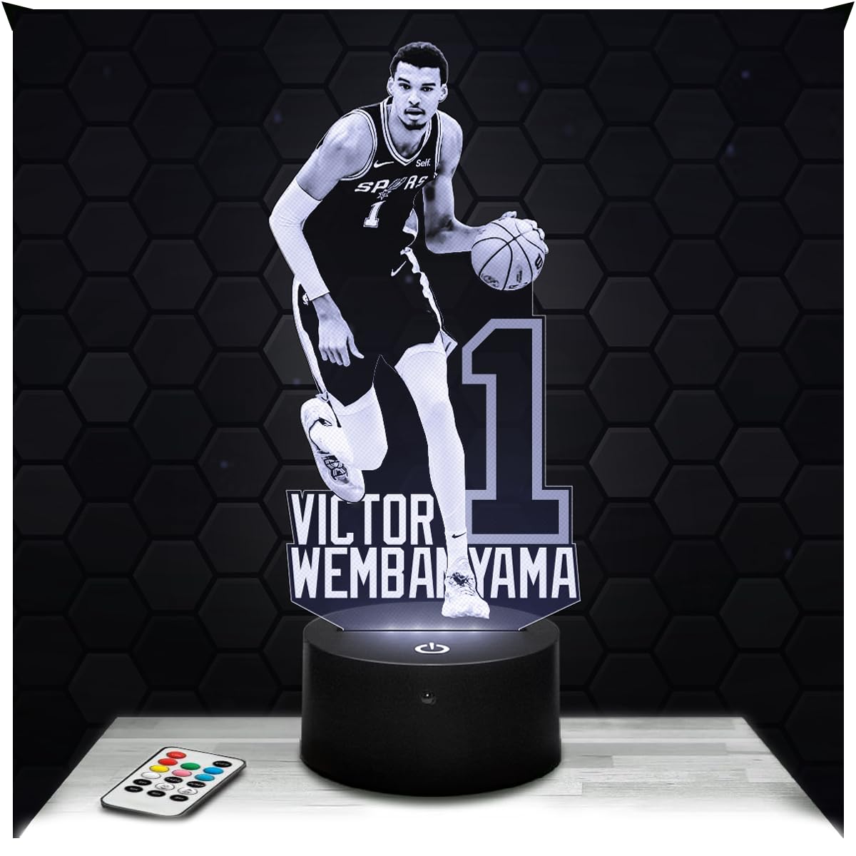 Lampephoto.fr - 3D Lamp Victor Wembanyama Spurs French International Basketball Player, Touch LED Night Light, 3D Hologram Effect, Wemby Gift Idea Christmas Birthday Man Woman Decoration Object