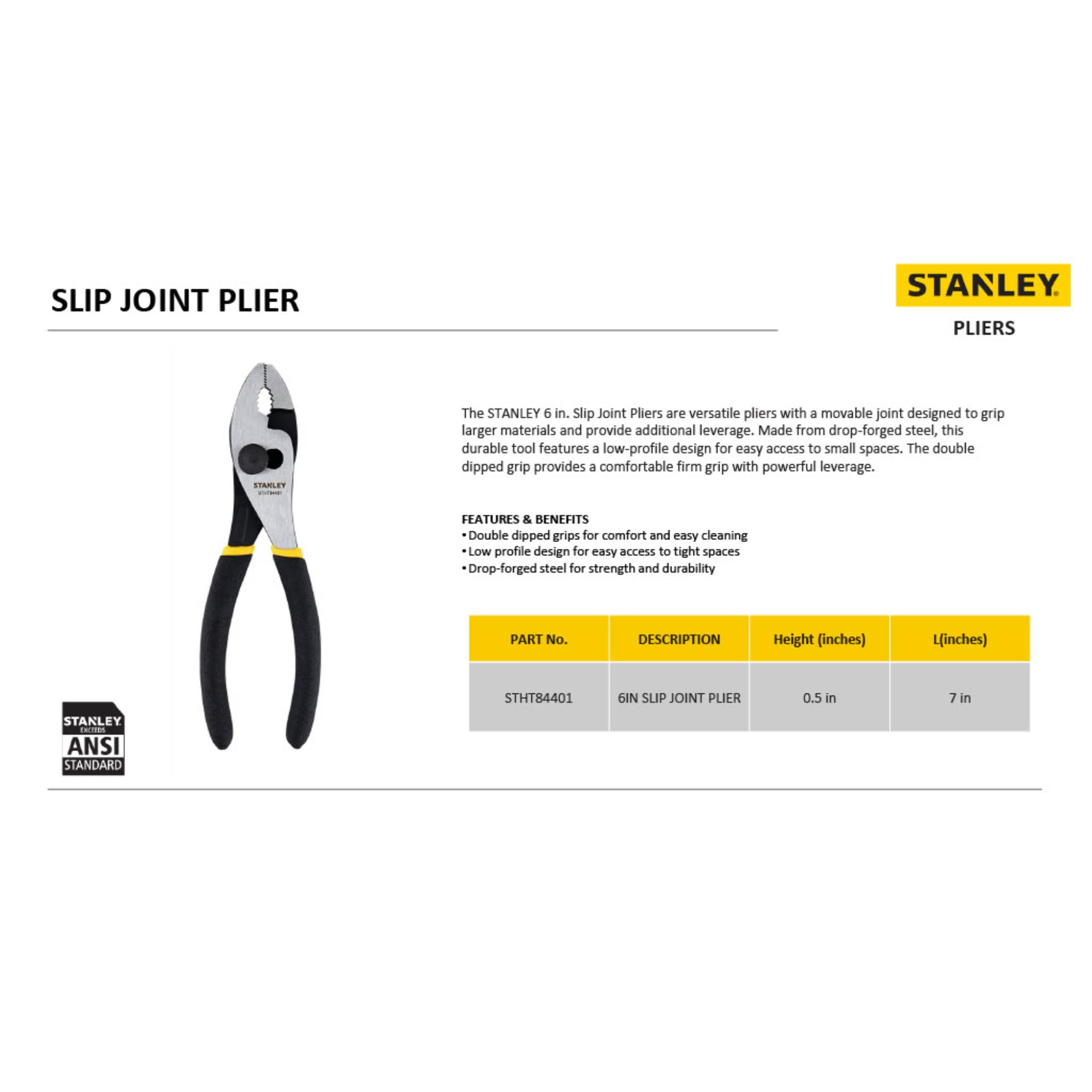STANLEY STHT84401 Shell Slip Joint Plier (6-inch) 3