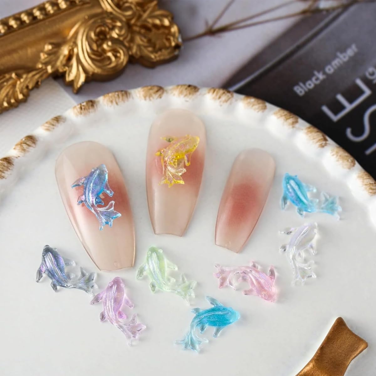 MAYCREATE® 50PCS Summer Beach Nail Resin Charms Ocean Theme Nails Rhinestone Diamonds 3D Starfish Charms Sea Shell Starfish Dolphin Fishtail Nails Gem for Women DIY Nail Art Decoration - Image 5 thumbnail