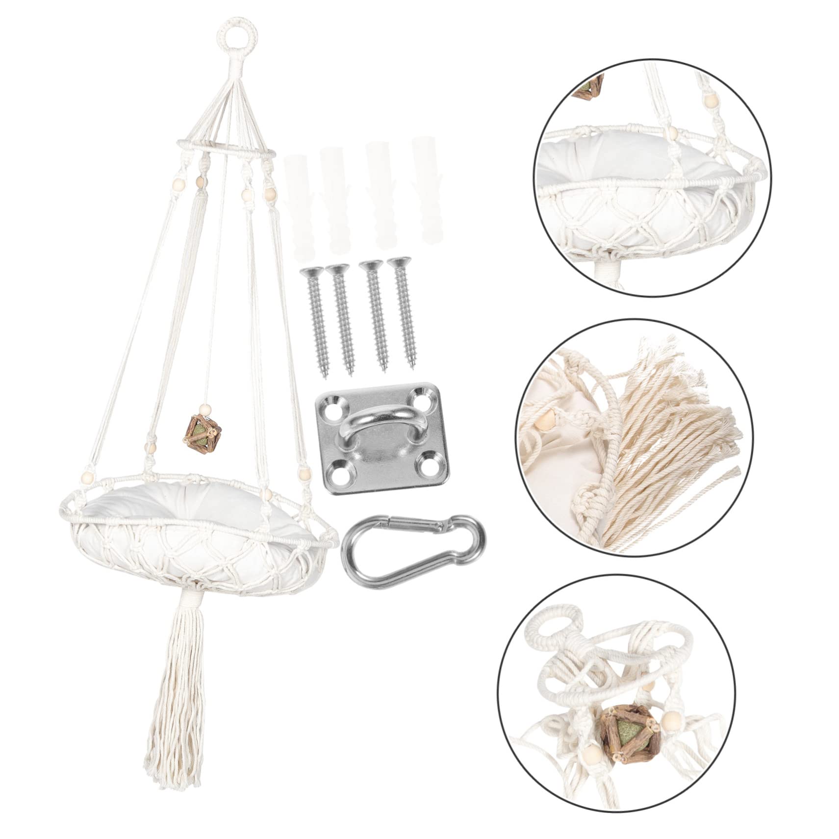 Sosoport Amaca Gatto in Corda di Cotone Stile Boho Set per Sospensione per Letto per Gatti Domestici