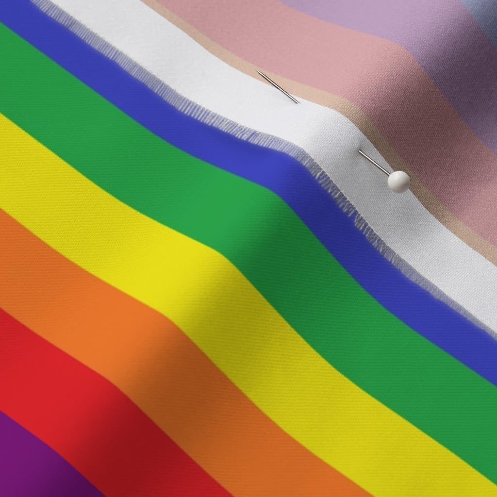 Spoonflower Fabric - Rainbow Pride Stripe Vertical LGBT Gay Colorful Printed on Organic Cotton Sateen Fabric by The Yard - Sewing Quilting Apparel Home Decor