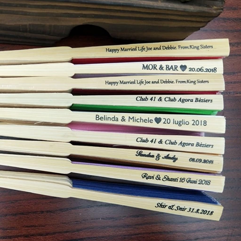 30/50/80/100PCS Abanico De Mano De Seda Grabado Personalizado Abanico Plegable De Boda Abanicos Vintage, Favor De Boda Personalizado, Abanicos De Seda Personalizados, Abanicos De Seda De Bambú ( Size