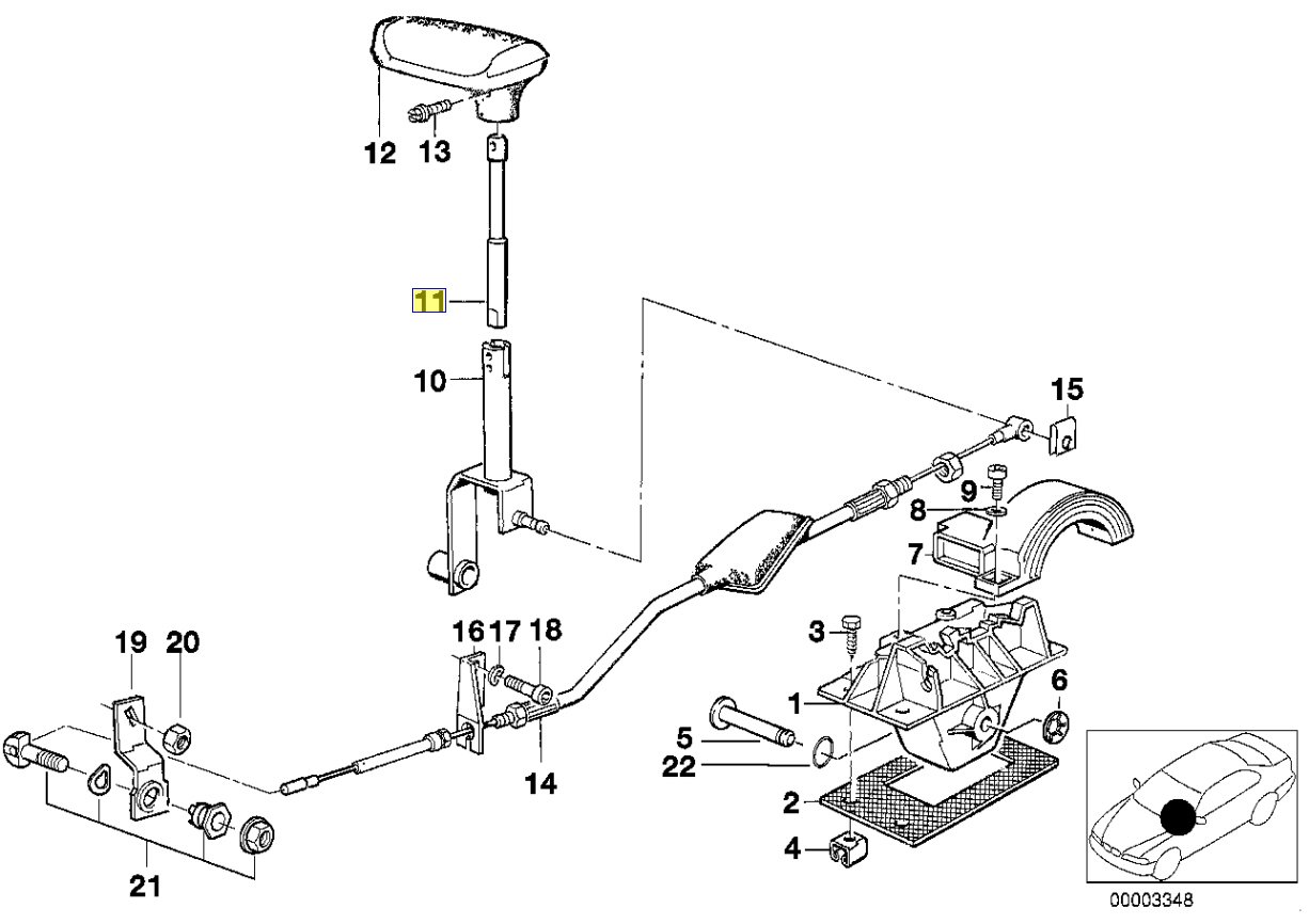 BMW E32 E34 Auto Gear Shift Lever Lockout Rod 1219755 25161219755  