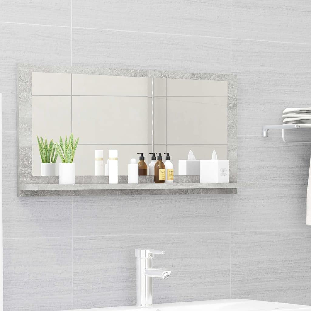 XGWKCNVFurniture select-Bathroom Mirror Concrete Grey 80x10.5x37 cm Engineered Wood