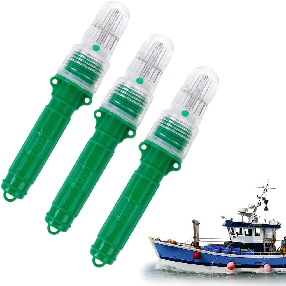 Boat Flares, 2026 New LED Boat Flares Coast Guard Approved Marine, Upgraded Boats Safety Kit, Waterproof Emergency Signals for Fishing Nets, Buoys and Boats (Green and red Lights, 3PCS)