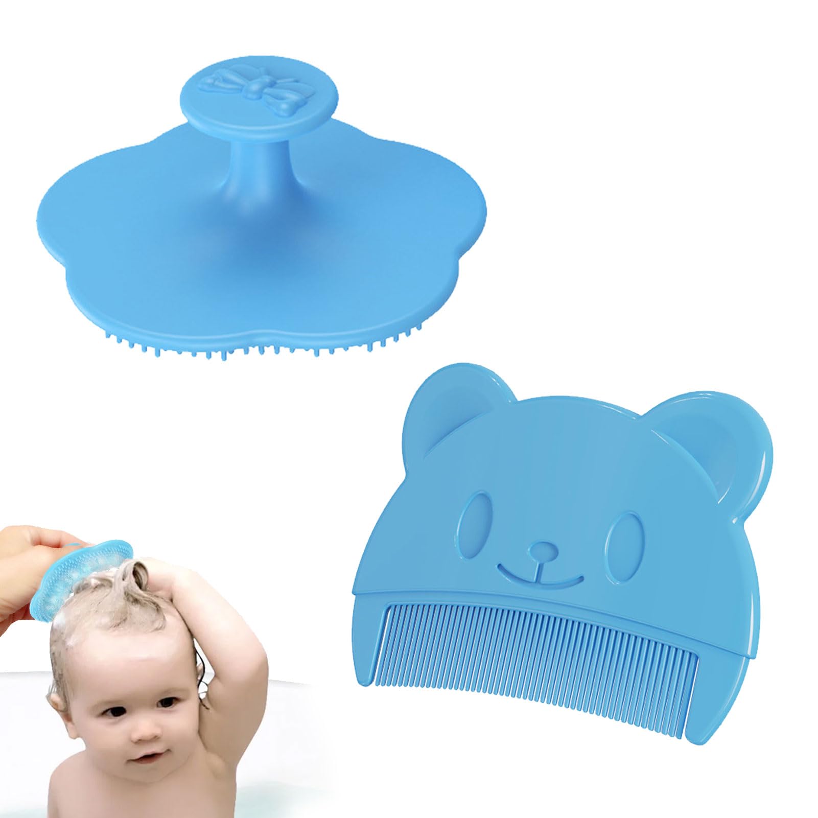 2 Stück Schorfkamm Baby,Milchschorf Kamm,Milchschorf Baby Entfernen,Kopfgneis Entfernen Kind,Silikon Kopfhaut Massagebürste Kind Haarkamm Für Kind Geeignet Für Neugeborene Kind