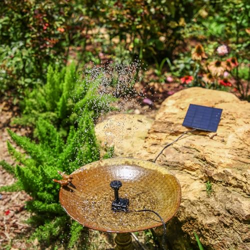 AISITIN Solar Springbrunnen für Außen 1.5W DIY Solarbrunnen für Draussen 2025 Upgrade Solarpumpe mit 3m Kabel,Solar Brunnen mit 6 Fontänenstile Solar Teichpumpe für Garten,Vogelbad,Teich