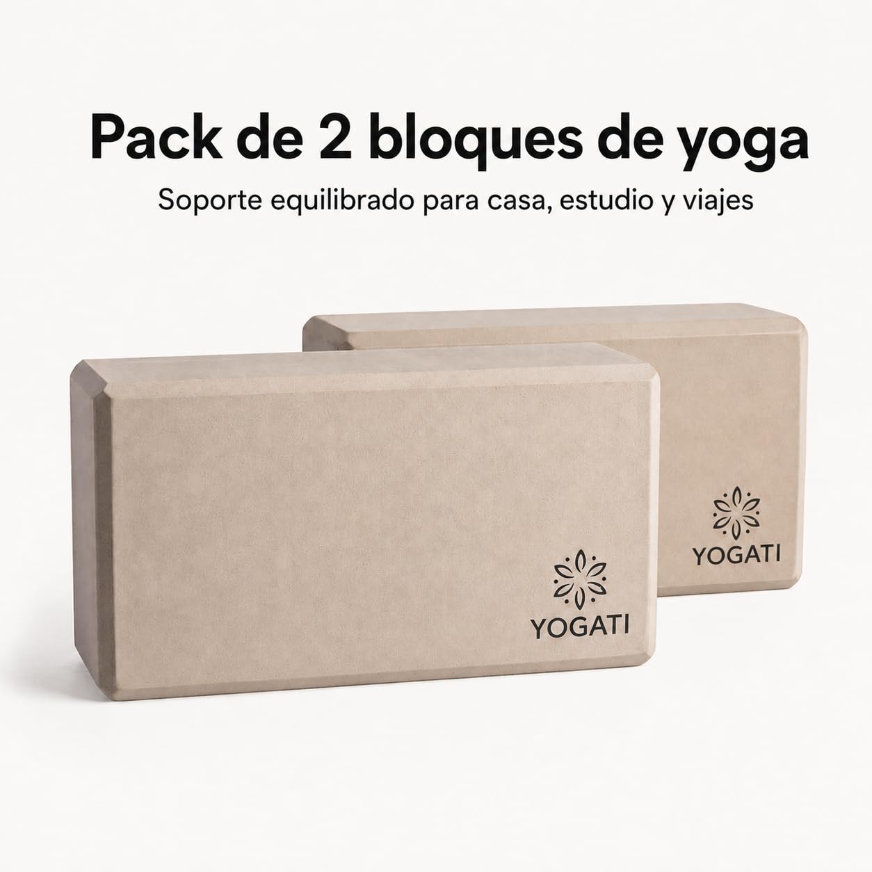 YOGATI® Set di 2 Blocchi Yoga in Schiuma Eva | Blocchi Yoga Antiscivolo per Esercizi | Dimensioni 22 X 12 X 7.5 Cm | Accessori Yoga per Principianti e Fitness