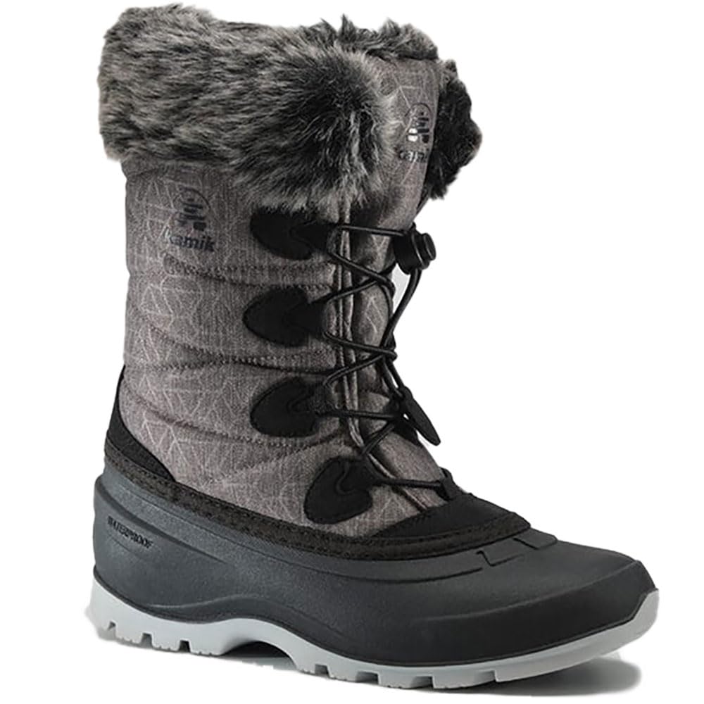 Kamik Momentum 3 Snow Boots for Women Insulated Thermal HEAT-MX Seam Sealed Waterproof Dark Gray - 8