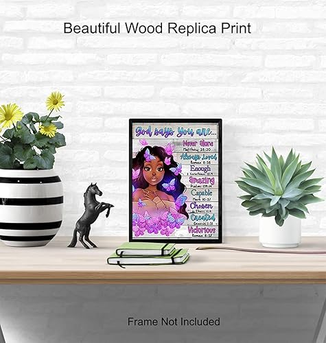 Vista 4 de Black Girl Wall Art & Decor - African American Women Woman Teen Picture Poster Print - Cute Positive Affirmations - Inspirational Motivational