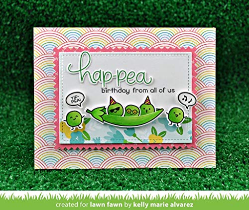 Lawn Fawn Be Hap-Pea 4"x6" Clear Stamps and Matching Lawn Cuts Die Set (LF1890, LF1891), Bundle of Two Items