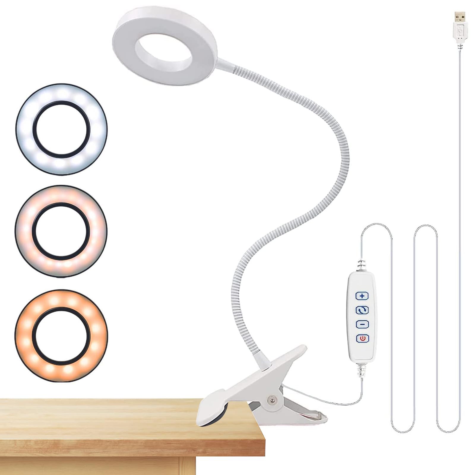 Clip Light, LED Light, Bright, USB Powered Lighting, Reading Light, Desk Lamp, 3-Level Dimmer, 10-Level Dimmer, Desk Light, 360 Degree Angle Adjustment, Remote Control, Foldable, Makeup, Photography,-image-44