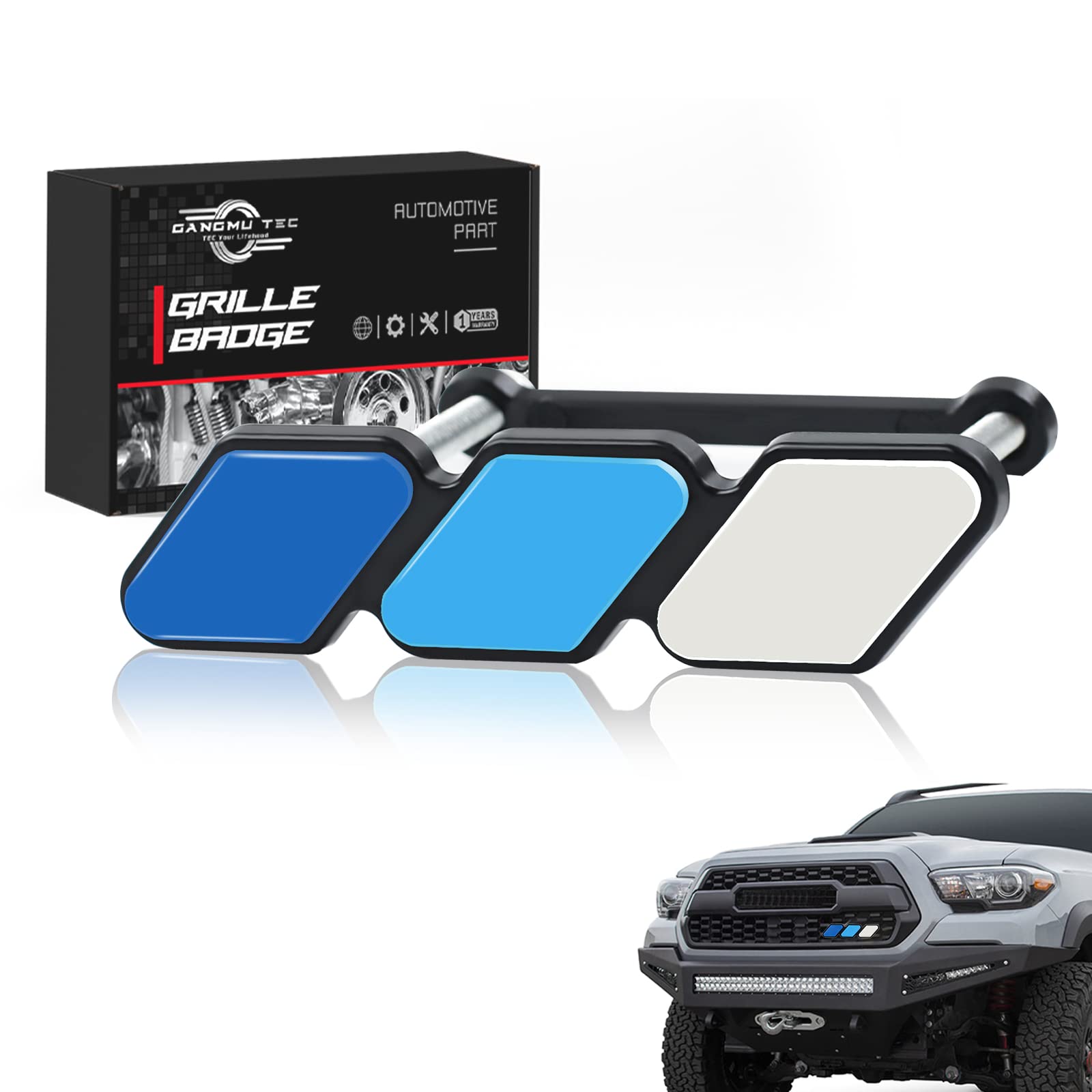 GANGMU TECGrille Decor Badge, 3-Color Upgrade Emblem, Universal Compatible with Toyota 4Runner Tacoma TRD Tundra & Other Mesh or Slotted Grille (Blue)
