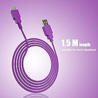 Vista 4 de ECHZOVE Cable morado compatible con Nintendo Switch y Switch modelo OLED, accesorios morados para Switch lite