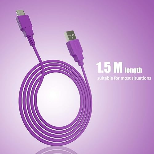 Miniatura 4 de ECHZOVE Cable morado compatible con Nintendo Switch y Switch modelo OLED, accesorios morados para Switch lite