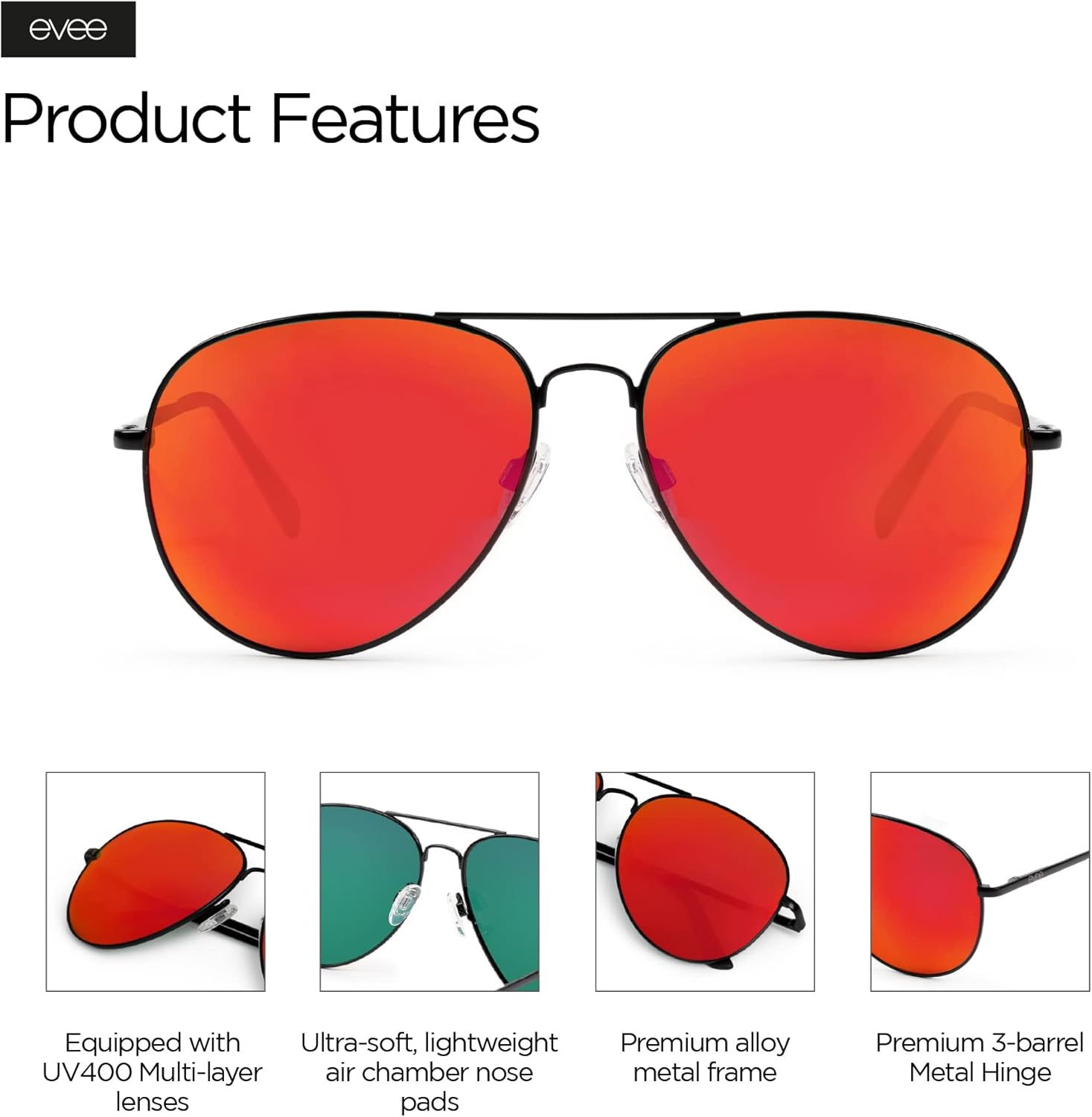 EVEE Polarized Aviator Sunglasses Classic Military Sunglasses (Scout)