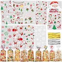 Plätzchentüten Weihnachten, 120 Stück Kekstüten Weihnachten, 9 Stile Geschenktüten Weihnachts, Cellophantüten, Weihnachtstüten zum Befüllen, Süßigkeiten Weihnachts Tüten mit Twist Krawatten