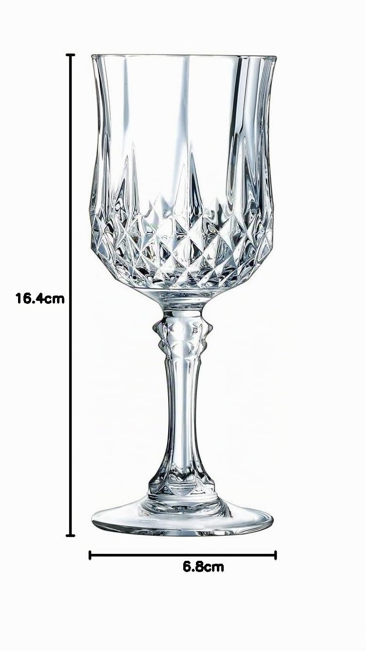 Cristal D'Arques Juego de 6 copas de vino de 17 cl de Kwarx Q7103, brillante, transparente y alta resistencia, molduras icónicas, fabricadas en Francia