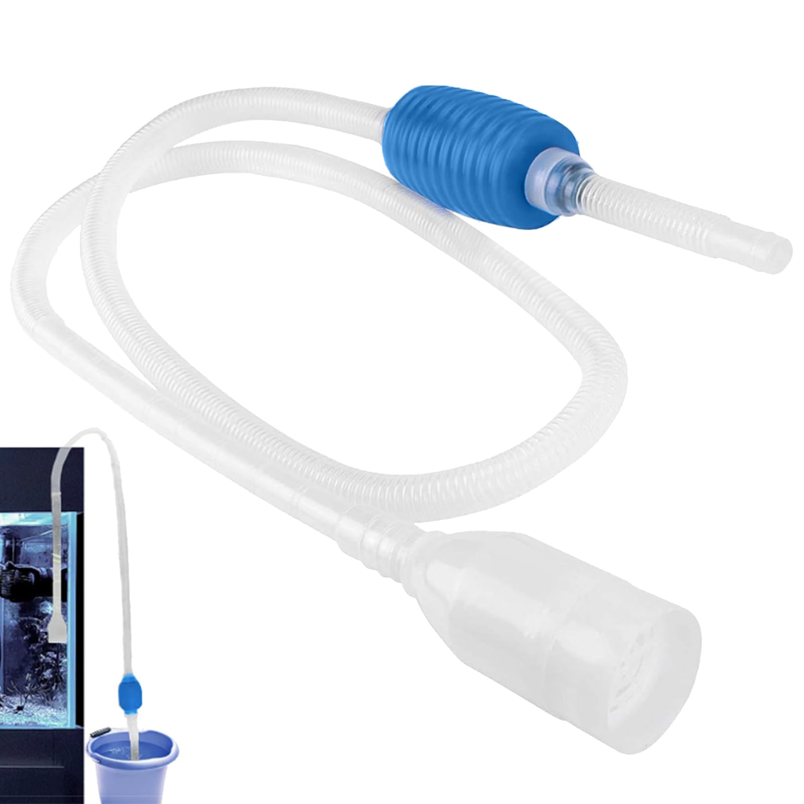 FENGRUI 1 Pcs Aquarium Gravel Cleaner,Aquarium Syphon Pump Fish Tank Hand Pump Siphon Gravel Cleaner Siphon Pump Kit for Fish Tank Daily Water Changing Filter Sand Cleaning(Blue)