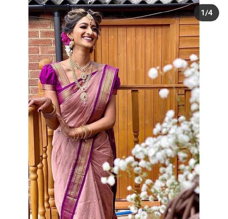 Image of Flosive Women's Kanjivaram Silk Saree With Handloom Weaving Work With Blouse Piece