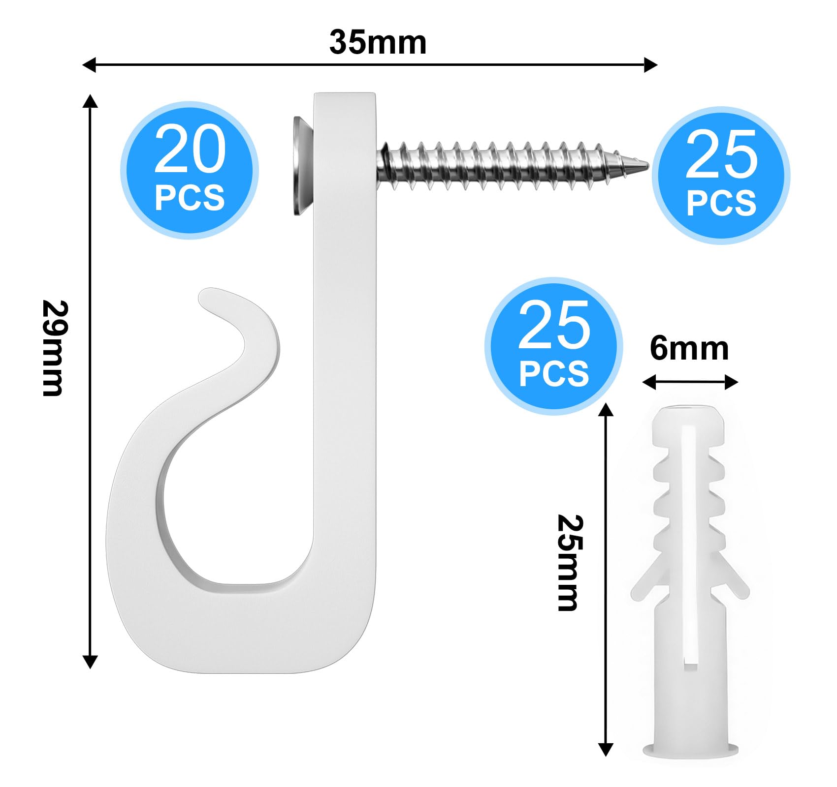 45 stuks Q-hangers, schroefhaken, kerstverlichting, haken, kleine