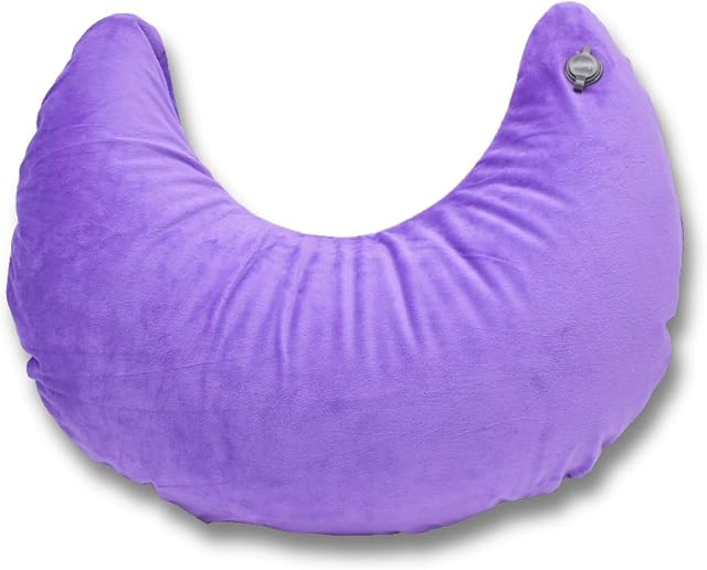 Chéri Blanche Moon Cushion Inflatable Air Pillow Reading Pillow College Dorm Room Essentials - Perfect for Gaming, Reading, or Smartphone Using - Soft Velour Cover (Purple)