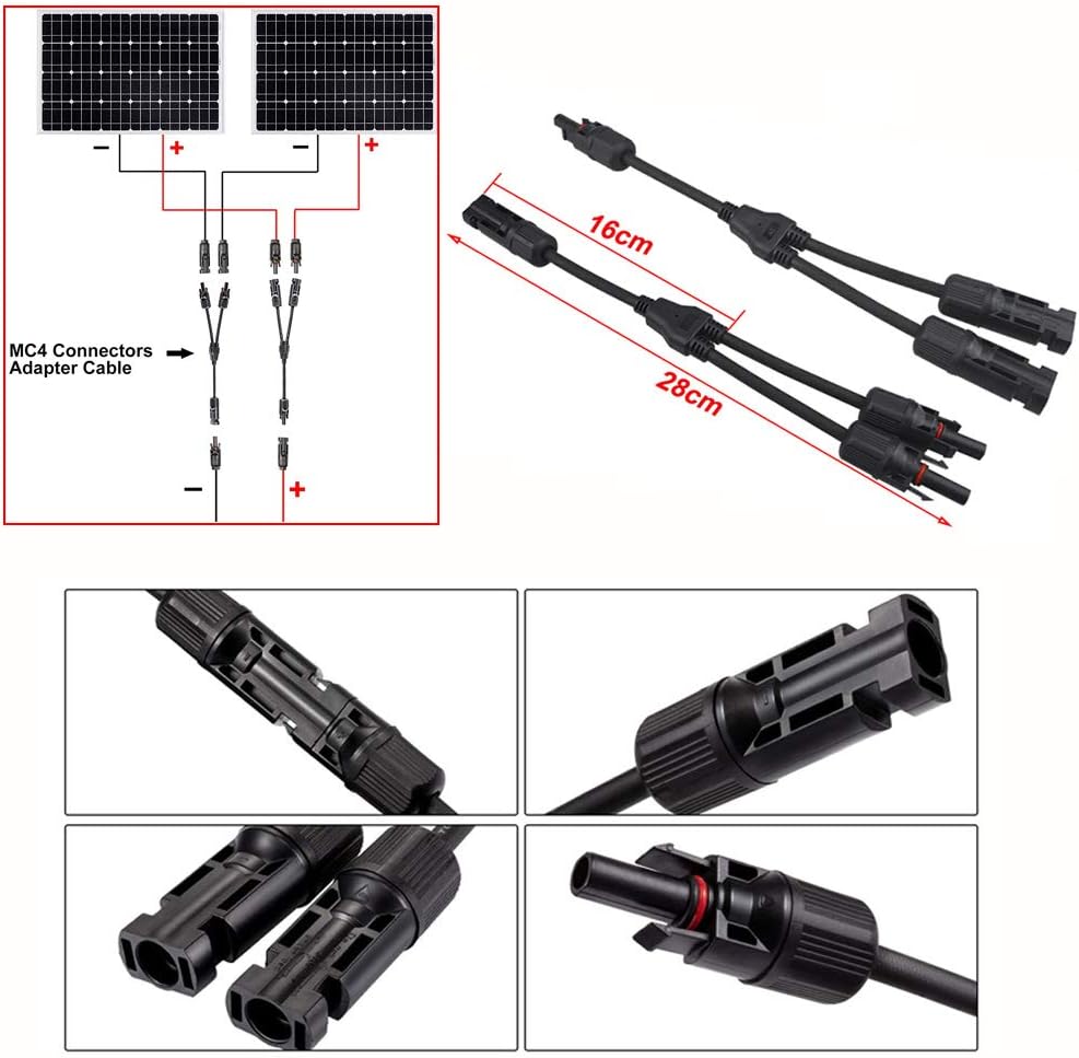 QitinDasen Professional Solar Panel Cable Connector Set: 6 works Male Female Solar Connector + 1 Pair Solar T Branch Connector + 1 Pair Solar Y Branch Connector - Image 5