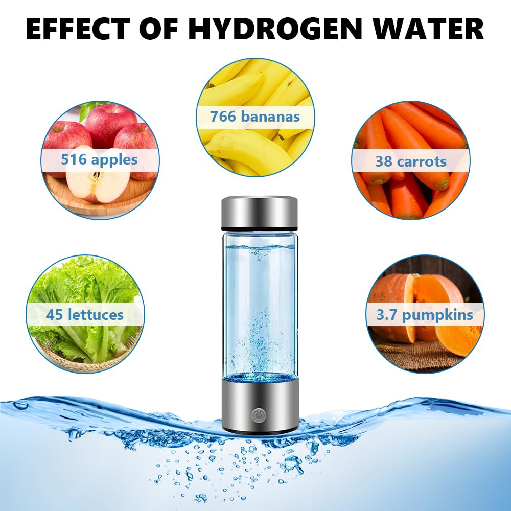 Bouteille à Eau Hydrogène, Bouteille d'eau Portable pour Hydrogène, 420 ML Bouteille d'eau d'hydrogène, Chargement USB Portable pour la Maison, le Bureau et les Voyages