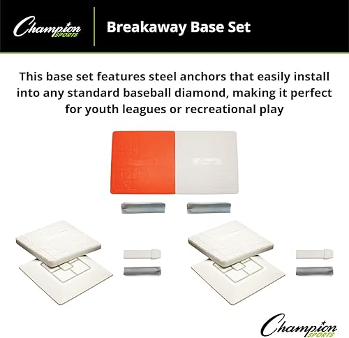 Miniatura 5 de Champion Sports Juego de base de béisbol de seguridad recreativa con Breakway Double First Base - Juego de base de seguridad de impacto de liberación