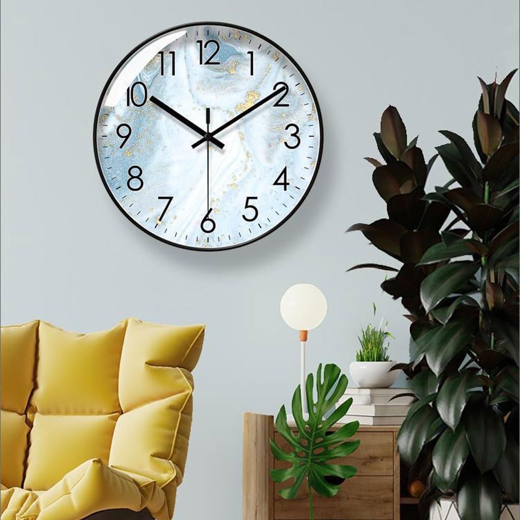 Orologio da parete Orologio al quarzo silenzioso con secondi, orologio con texture in marmo, orologio da parete, soggiorno, semplice orologio nordico Reloj De Pared(B)