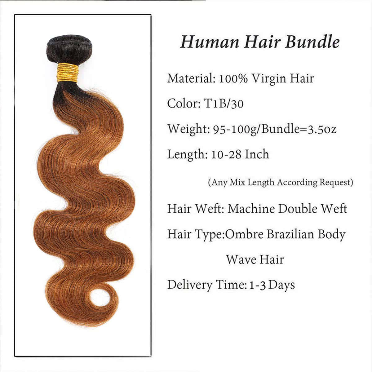 Amazon.com : Ombre Hair Bundles Human Hair Body Wave T1B 30# Brazilian Virgin  Hair 8A Grade Soft Hair Extensions With 4x4 Lace Closure(20"22"24"& closure  18") Inch : Beauty & Personal Care
