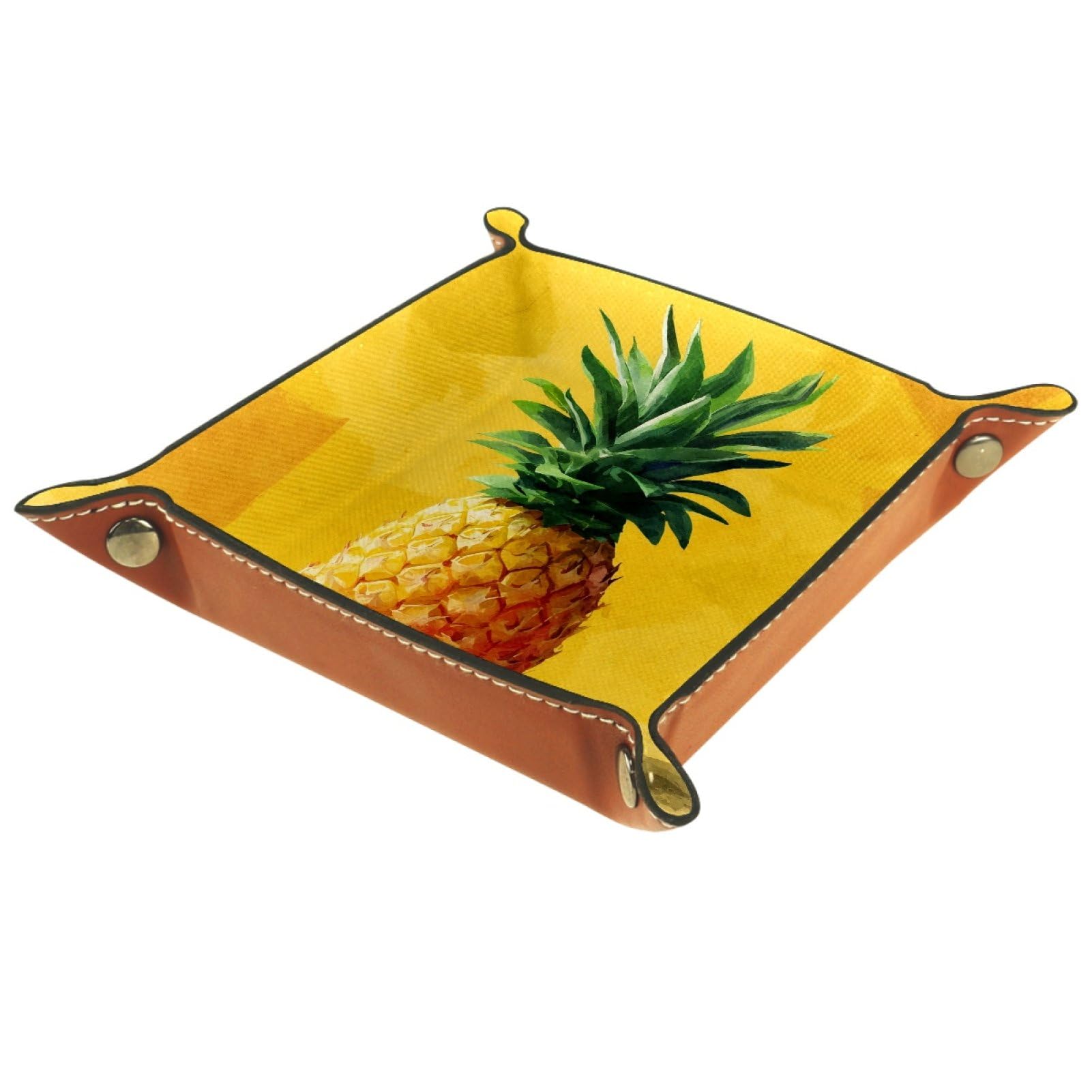 VAPOKF Watercolor Pineapple Dice Tray, Folding Microfiber Leather Dice Holder for Dungeons and Dragons RPG Dice Gaming D&D and Other Table Games